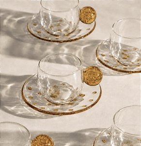 Conjunto 6 Xícaras de Café Âmbar Vidro