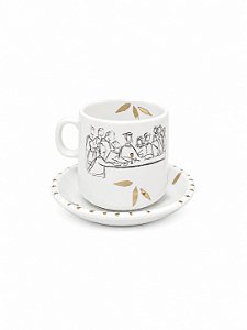 Conjunto 4 Xícaras Café Santa Ceia Porcelana