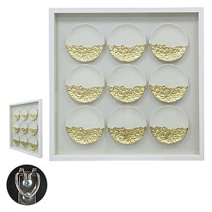 Quadro Plates Branco Dourado 80X80X5cm