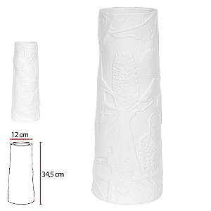 Vaso Decor Porcelana branco 34,5cm alt x 12d