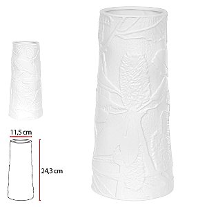 Vaso Decor Porcelana Branco 24,3cm alt x 11,5d