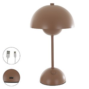 Luminária De Mesa Marrom Usb 28cm alt x 17d