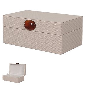 Caixa Decorativa Off White Mdf Com Revestimento em Pu 20X12X8,5cm