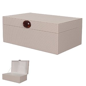 Caixa Decorativa Off White Mdf Com Revestimento em Pu 28X18X10,7cm