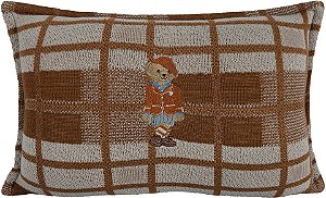 Almofada Tricô Xadrez 35x52 Urso Bege
