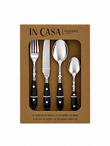 Conjunto Talheres Aço Inox Preto 16 Peças WJ4002