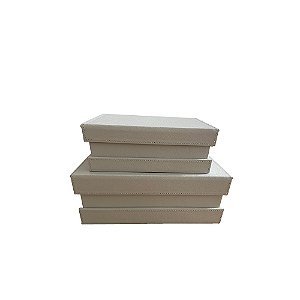 Conjunto 2 Caixas Couro Sintético Cinza TH0086
