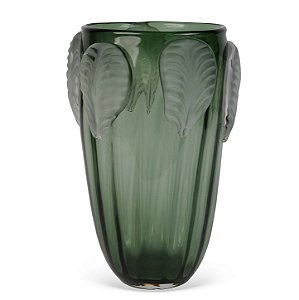 Vaso de Vidro Verde Folhas (36A x 21D) OE0090