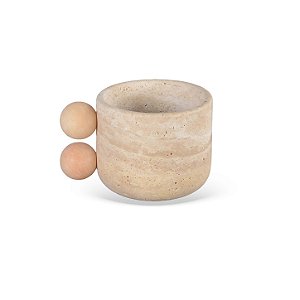 Peça / Pote em Mármore Travertino Esferas (10Ax15D) RKP0137