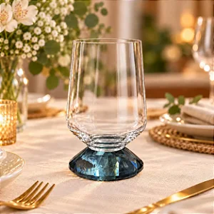 Cj 6 Copos em Cristal Base Diamante Azul 550ml BJ0100