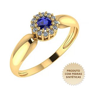 Anel de Formatura Luxo Cravejado com  Zircônia Azul e Brancas