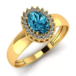 Anel Feminino Joy Cravejado com Topázio e Brilhantes