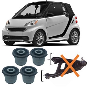 kit 4 Bucha Bandeja Dianteira Mercedes MB Smart Fortwo 2007 2008 009 2010 2011 2012 2013 2014 2015