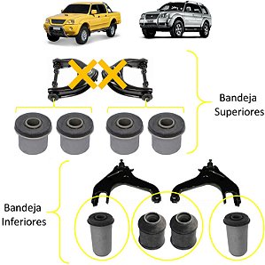 Kit 8 Bucha Bandeja Superior Inferior L200 Pajero Sport