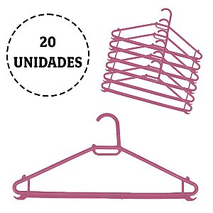 12 Cabides Plástico Rosa Adulto Reforçado Flexivel