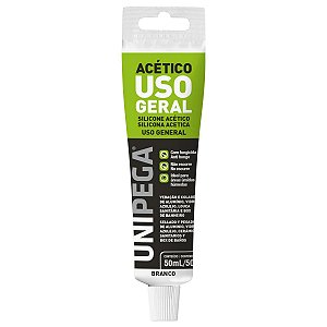 SILICONE ACÉTICO BRANCO USO GERAL 50ML UNIPEGA * Com fungicida * Não escorre