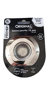 RALINHO PARA LAVATÓRIO TANQUE OU PIA  * Em Aço Inox * Ideal para válvula de 1 1/4" * Diâmetro externo da borda = 7,2 cm