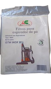 SACO DESCARTÁVEL PARA ASPIRADOR DE PÓ GTW INOX 20 L WAP * Contém 3 unidades