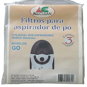 SACO DESCARTÁVEL PARA ASPIRADOR DE PÓ ELETROLUX GO * Contém 3 unidades