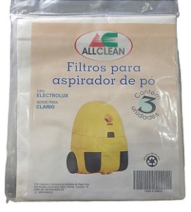 SACO DESCARTÁVEL PARA ASPIRADOR DE PÓ ELETROLUX CLARIO * Contém 3 unidades