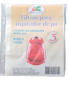 SACO DESCARTÁVEL PARA ASPIRADOR DE PÓ ARNO TRITON * Contém 3 unidades