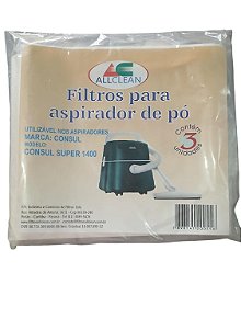 SACO DESCARTÁVEL PARA ASPIRADOR DE PÓ CONSUL SUPER 1400 * Contém 3 unidades