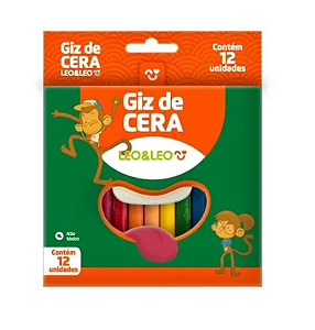Giz De Cera 12 Cores Fino 8X88Mm Leoeleo