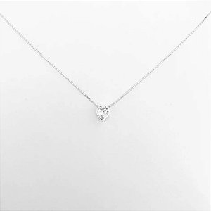 Gargantilha Ponto de Luz com Zircônia em Coração - 45cm