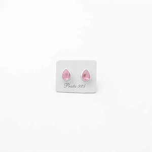 Brinco de Zircônia em Gota Rosa