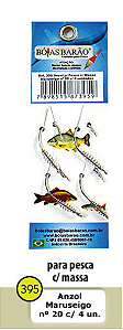 ANZOL P/PESCA C/MASSA MARUSEIGO N°20 C/4 UNIDADES
