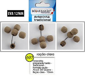 ANTENINHA EMPANADA BARÃO - TRADICIONAL - FORMATO RAÇÃO -  ANZOL 3/0 SASAME - RAÇÃO CLARA - 12MM