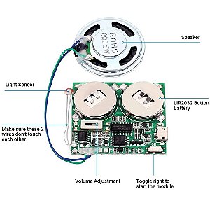 DIY Light Sensor Sound Module com Micro USB, Chip de som gravável, Memória de 8m, Speaker Talking, Music Player Programável