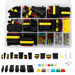 Kit Conectores Elétricos Automotivos JERBOR – Impermeáveis (1 a 4 Vias) – Até 708 Peças