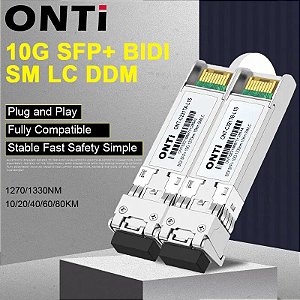 Módulo ONTi-fibra ótica, único modo, 10G BIDI, SM, LC, WDM, SFP +, 1270, 1330nm, 10-80km, compatível com interruptor de Cisco