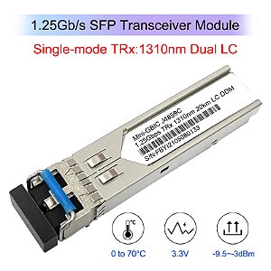 Módulo ótico compatível do transceptor de Aruba, J4859D, SFP, 1000BASE-LX, 1310nm, 20km, duplex do DOM, LC, SMF, J4859C, J4859A, J4859B