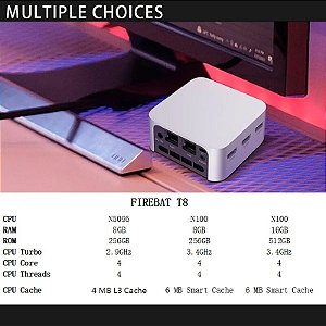 FIREBAT T8 Pro Plus Mini PC Intel Celeron N5095 N100 Computador