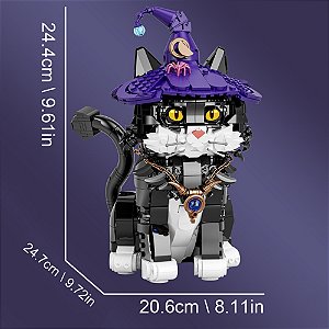 Blocos de construção de gato mágico, modelo moc, montagem técnica criativa, tijolos, brinquedos educativos
