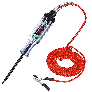 Caneta Testadora de Circuito Automotivo 6V–24V – Ferramenta de Diagnóstico para Carros e Caminhões, Sonda Elétrica com Lâmpada Indicadora
