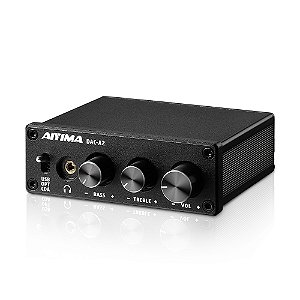 Aiyima DAC-A2 HiFi – DAC USB com Amplificador de Fone, Saída Óptica e Coaxial, Ideal para Jogos, Alto-Falantes Ativos e Sistemas de Áudio Estéreo