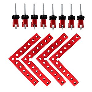Kit com 4 Esquadros de Posicionamento 90° – Braçadeiras de Canto em L de Alumínio, Ferramenta de Fixação para Carpintaria e Montagem Precisa