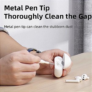 Kit de Limpeza p/ Fones Bluetooth – Escova 3 em 1 p/ AirPods Pro 1/2/3, Xiaomi Airdots 3 Pro, Estojo e Fones