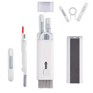 Kit 7 em 1 de Limpeza p/ Teclado e Eletrônicos – Escova, Caneta de Limpeza, Extrator de Keycap, p/ Fones, iPad, Celular e PC