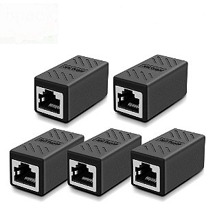 Extensor de Cabo Ethernet RJ45 – Acoplador Fêmea x Fêmea (Cat5/Cat6/Cat7)