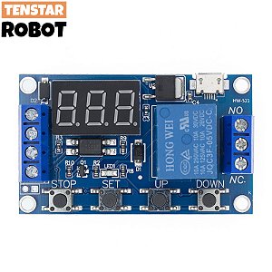 Módulo Relé com Temporizador 6–30V – Disparo Automático, Atraso e Ciclo Ajustável, Modelo 828
