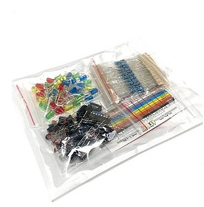 Kit Eletrônico DIY Completo – Resistores, Capacitores, LEDs, Botões, Chips Cerâmicos, Passivos e Ativos