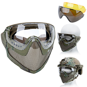 Máscara Tática para Paintball e Airsoft – Anti-nevoeiro, Respirável com Malha de Aço e Óculos de Proteção