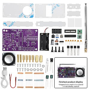 Kit Eletrônico DIY Rádio FM 87.5–108MHz | Kit de Solda com Display Digital e Placa PCB