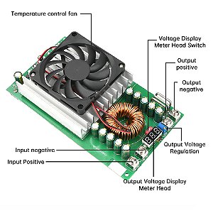 Módulo Conversor Buck 50A 1500W – Step-Down Ajustável 25–90V para 2.5–72V