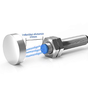 Sensor Magnético Gtric LG08A3 Tipo Reed Switch, Efeito Hall, M8 Cilíndrico, 5-200V AC/DC, 2 Fios, Saída NA/NF