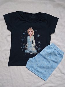conjunto de menina frozen II azul escuro